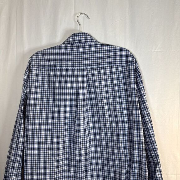 Jos A Bank Traveler Blue Plaid Button Down Dress Shirt Size XXL Preowned - Picture 13 of 16